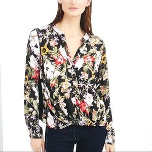 NWT INC Twisted Floral-Print Blouse